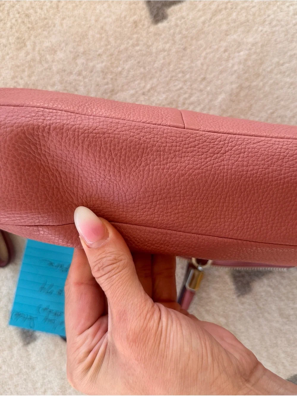 Coach Pebbled Leather Shoulder Tote in Dusty Rose Pink